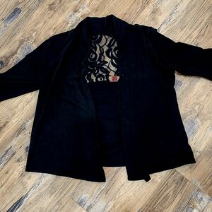 Black Open Front Cardigan